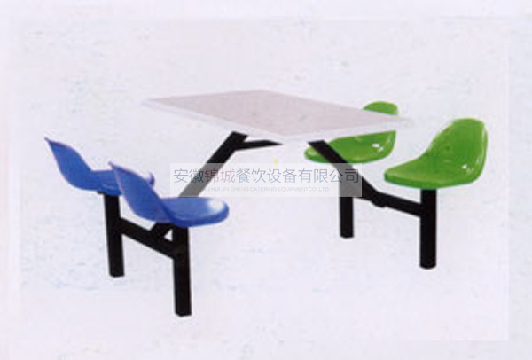 四人鐵架斜撐玻璃鋼座餐桌
